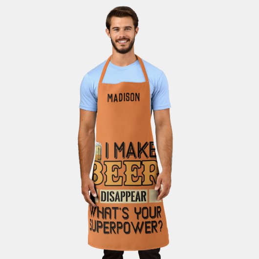 Aangepaste Superpower-naam en -kleur bieren Schort (Gedragen)