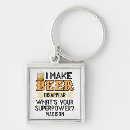Aangepaste Superpower-naam en -kleur bieren Sleutelhanger (Voorkant)