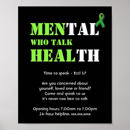 Aangepaste support MANNEN DIE HEAL Mental Health Poster (Voorkant)