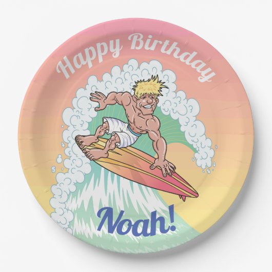Aangepaste surfer-gast papieren bordje (Voorkant)