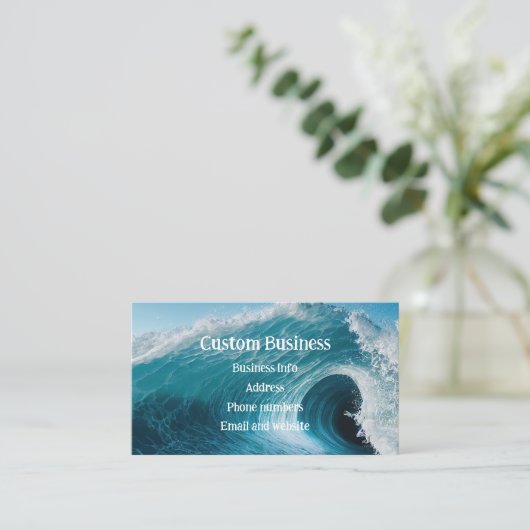 Aangepaste Surfing Surf Tropical Beach Curl Wave O Visitekaartje (Staand voorkant)
