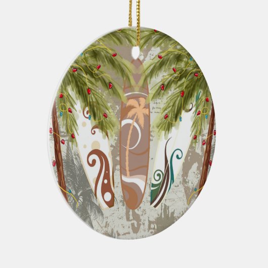 Aangepaste surfplanken en palmbomen keramisch ornament (Rechts)