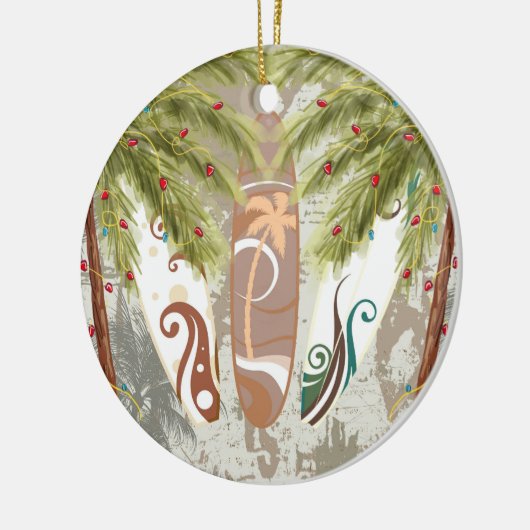 Aangepaste surfplanken en palmbomen keramisch ornament (Links)