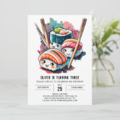 Aangepaste Sushi Party Verjaardag Kaart (Staand voorkant)