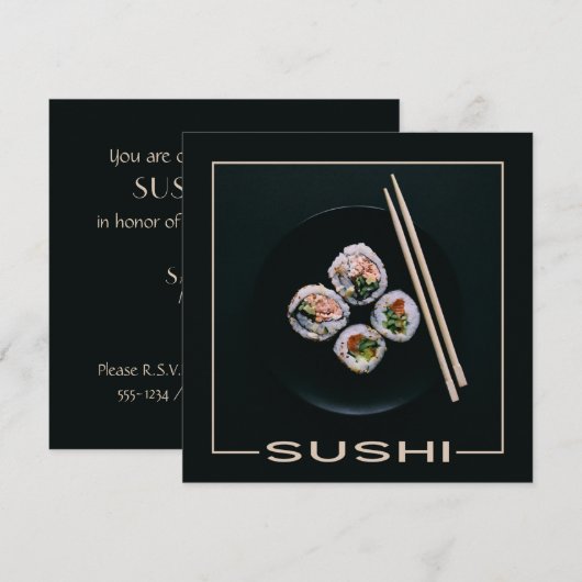 Aangepaste Sushi-uitnodigingen Kaart (Voorkant / Achterkant)