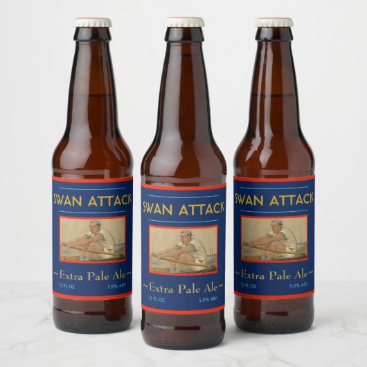 Aangepaste "SWAN ATTACK" mannelijke veegroeier en Bier Etiket (Flessen)