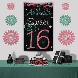 Aangepaste Sweet 16 foto achtergrond Spandoek