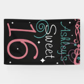 Aangepaste Sweet 16 foto achtergrond Spandoek (Horizontaal)