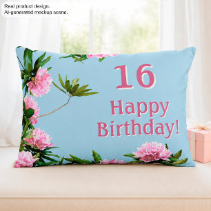 Aangepaste Sweet 16 Rododendron Verjaardag Accent Kussen