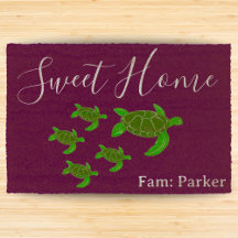 Aangepaste Sweet Home Grappig Groene Schildpad Fam
