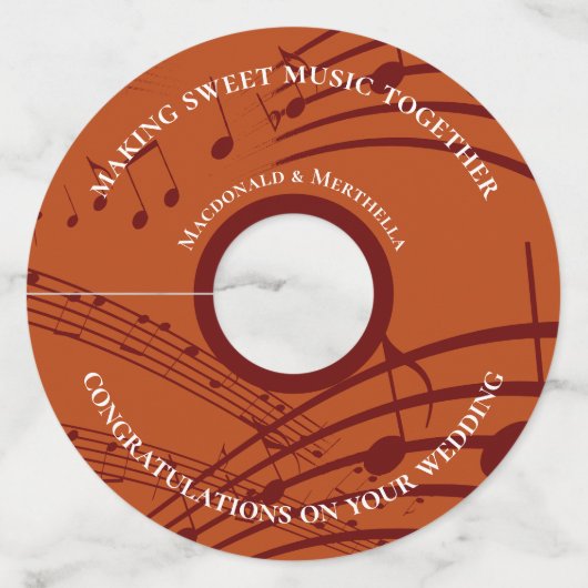 Aangepaste SWEET Muzieknoten Weddenschap Wijnglaslabel (Voorkant)