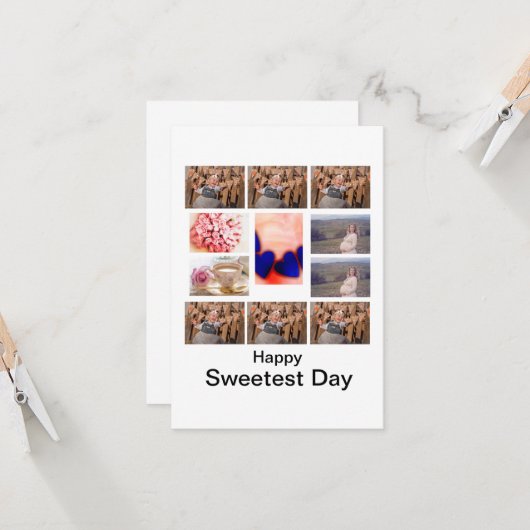 Aangepaste Sweetest Day 11 Foto Collage Kaart (Voorkant / Achterkant in situ)