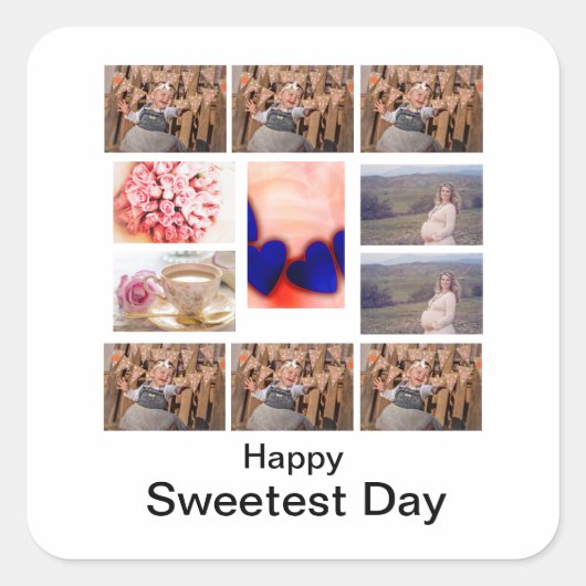Aangepaste Sweetest Day 11 Foto Collage Vierkante Sticker (Voorkant)