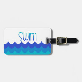 Aangepaste Swim Theme Bag Label | Blauw en Blauwgr Bagagelabel