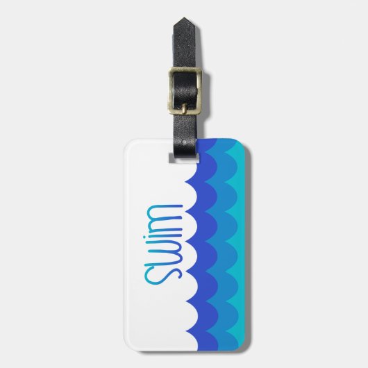 Aangepaste Swim Theme Bag Label | Blauw en Blauwgr Bagagelabel (Voorkant verticaal)