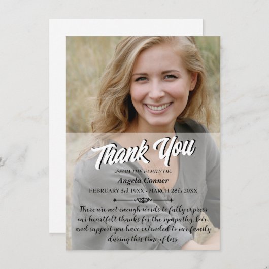 Aangepaste sympathie dank je kaart (Voorkant / Achterkant)