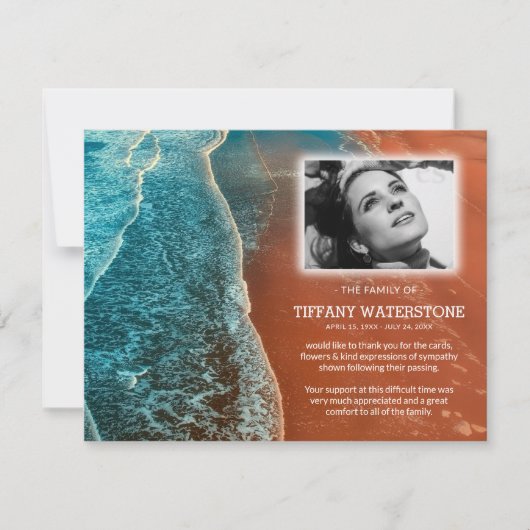 Aangepaste Sympathy Beach begrafenis Bedankkaart (Voorkant)