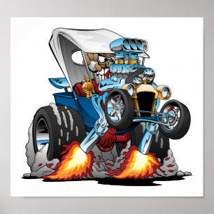 Aangepaste T-bucket Roadster Hotrod Cartoon Poster