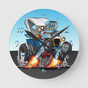 Aangepaste T-bucket Roadster Hotrod Cartoon Ronde Klok