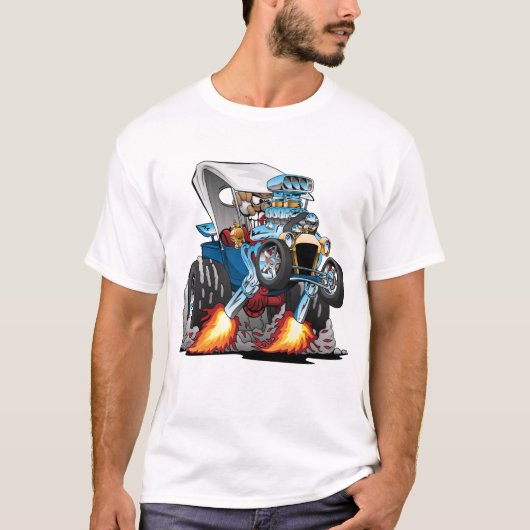 Aangepaste T-bucket Roadster Hotrod Cartoon T-shirt (Voorkant)