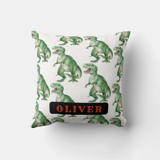 Aangepaste T Rex Dinosaur PatroonWaterverf Kussen (Achterkant)