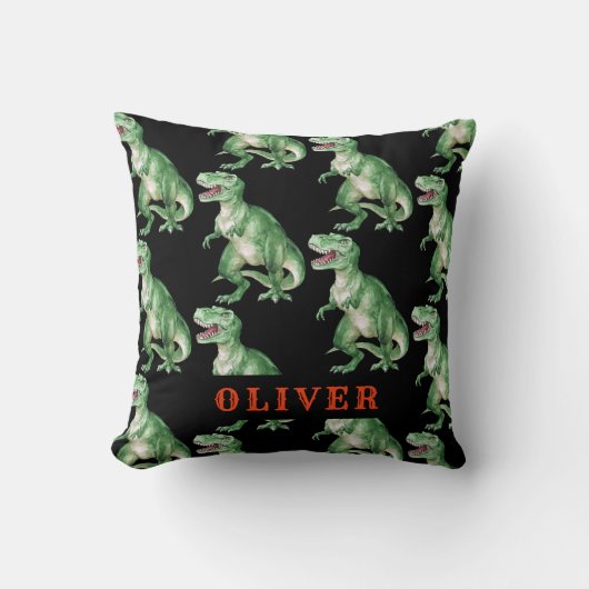 Aangepaste T Rex Dinosaur PatroonWaterverf Kussen (Voorkant)