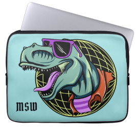 Aangepaste T-Rex monogram laptophoezen met Hipster Laptop Sleeve