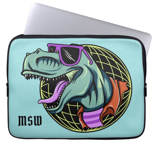 Aangepaste T-Rex monogram laptophoezen met Hipster Laptop Sleeve (Voorkant)