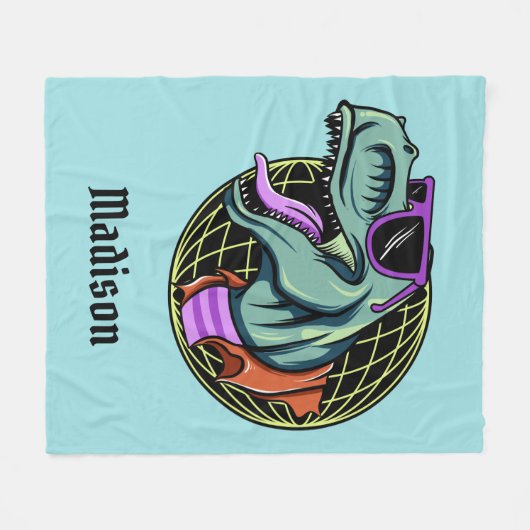 Aangepaste T-Rex-naam hipster en dekens voor kleur (Voorkant (Horizontaal))