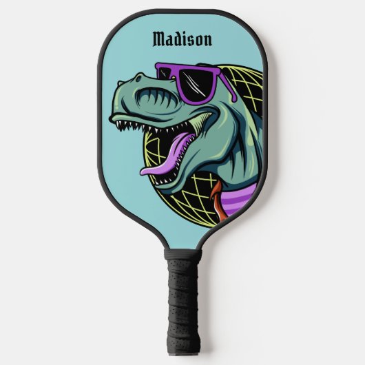 Aangepaste T-Rex-naam hipster en kleur Pickleball Paddle (Voorkant)