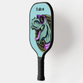 Aangepaste T-Rex-naam hipster en kleur Pickleball Paddle (Links)