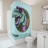 Aangepaste T-Rex-naam hipster en kleurdouchegordij Douchegordijn (In situ)