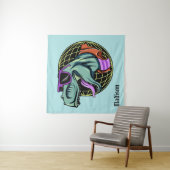 Aangepaste T-Rex-naam hipster & kleurentapisserieë Wandkleed (In situ)