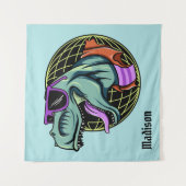 Aangepaste T-Rex-naam hipster & kleurentapisserieë Wandkleed (Voorkant)