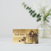 Aangepaste taarten Bakkerij gebak waterverf Busine Visitekaartje (Staand voorkant)