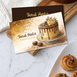 Aangepaste taarten Bakkerij gebak waterverf Busine Visitekaartje