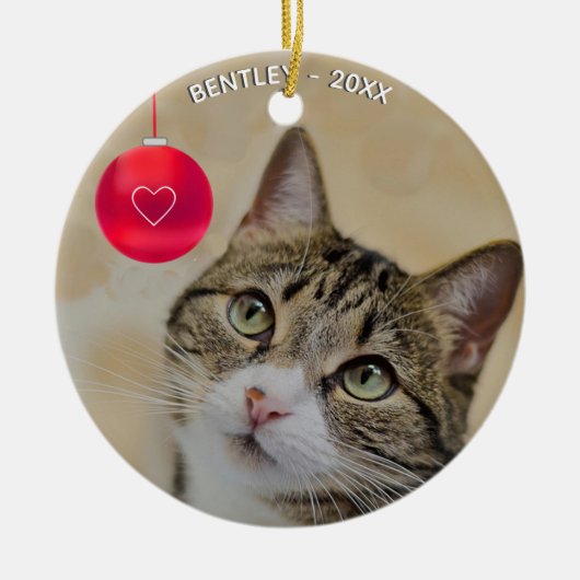 Aangepaste Tabby Kat Foto Keramisch Ornament (Voorkant)