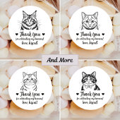Aangepaste Tabby Kat Huwelijksgunststickers Ronde Sticker