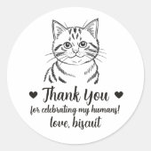 Aangepaste Tabby Kat Huwelijksgunststickers Ronde Sticker (Voorkant)