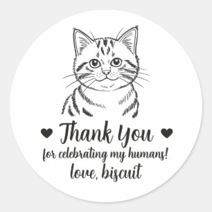 Aangepaste Tabby Kat Huwelijksgunststickers Ronde Sticker
