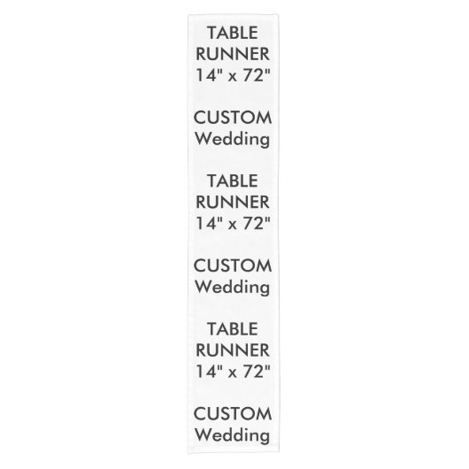 Aangepaste tabel Runner 14" x 72" Korte Tafelloper (Voorkant)