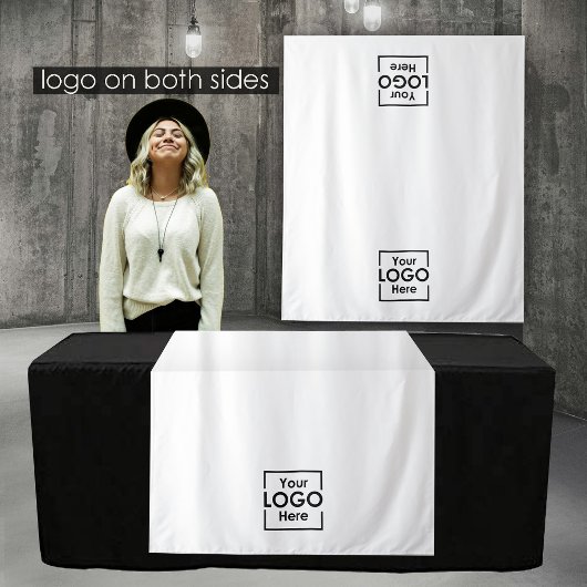 Aangepaste Table Runner Banner Business 2 Logos Ev Wandkleed