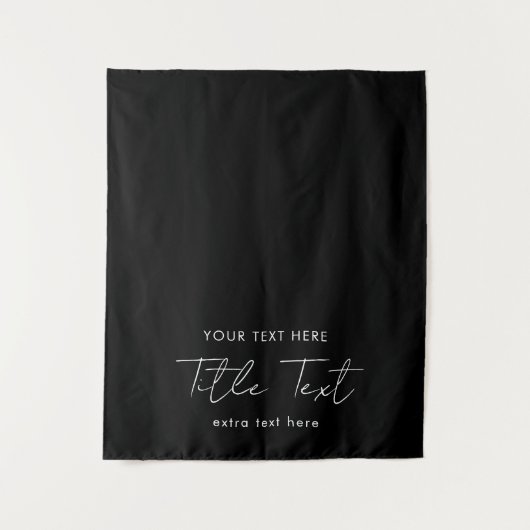 Aangepaste Table Runner Banner Modern Script Zwart Wandkleed (Voorkant)