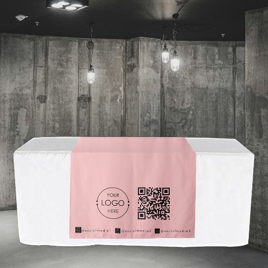 Aangepaste Table Runner Banner Pink Business QR-co Wandkleed