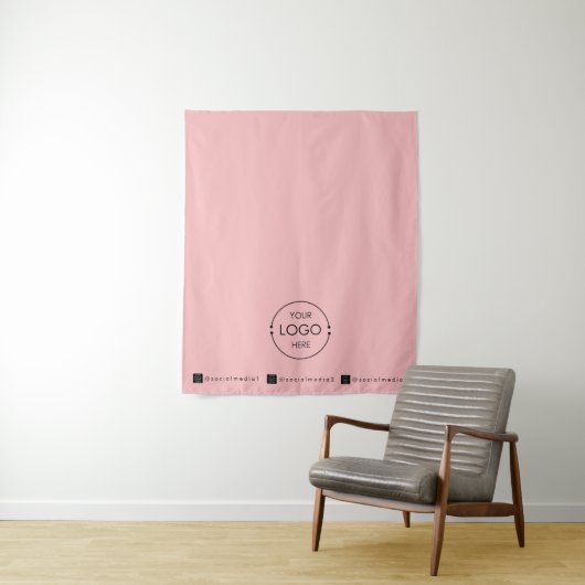 Aangepaste Table Runner Banner Roze Business Logo Wandkleed (In situ)