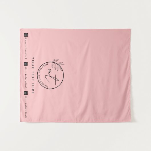 Aangepaste Table Runner Banner Roze Social Media P Wandkleed (Voorkant (horizontaal))