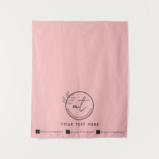 Aangepaste Table Runner Banner Roze Social Media P Wandkleed (Voorkant)