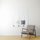 Aangepaste Tafel Runner Banner Wit Zakelijk QR Cod Wandkleed (In situ)