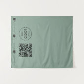 Aangepaste tafelbanner in saliegroen met QR-code Wandkleed (Voorkant (horizontaal))