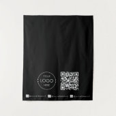 Aangepaste tafelbanner zwart bedrijf QR-code Wandkleed (Voorkant)